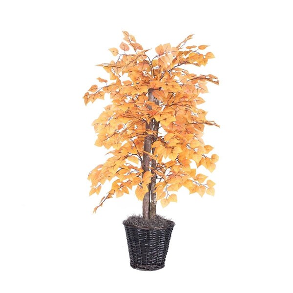 Dare2Decor 4 ft. Golden Aspen Bush with Circular Rattan - DA2676479