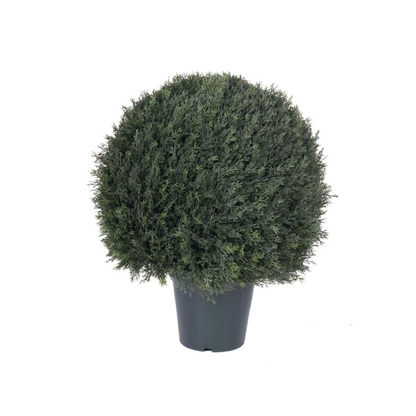 Dare2Decor 24 in. UV Artificial Green Pond Cypress Ball in Pot - DA3265367