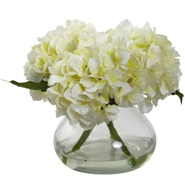 Dare2Decor Blooming Hydrangea With Vase - Cream - DA2623388