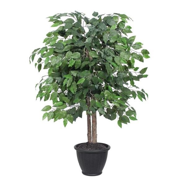 Vickerman 4 ft. Artificial Ficus Bush in Gray Plastic Container, Dark Green - TBU0140-RG