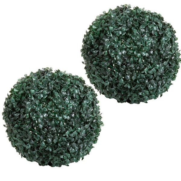 Pure Garden Solar LED Faux Boxwood Topiary Ball, 2PK - 50-1282