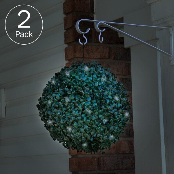 Pure Garden Solar LED Faux Boxwood Topiary Ball, 2PK - 50-1282