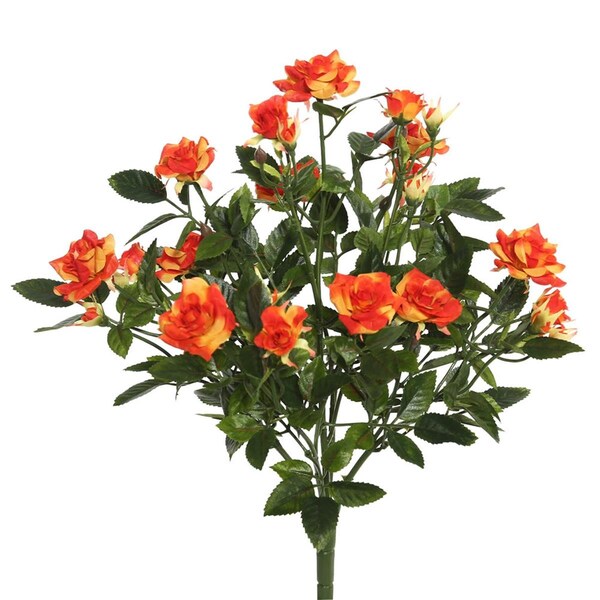 Dare2Decor Orange Mini Diamond Rosa X5 Floral Bush 15 in. - DA579394