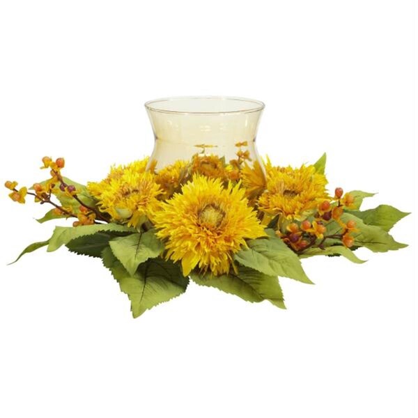 Dare2Decor Silk  Golden Sunflower Candleabrum Silk Flower Arrangement - DA420837