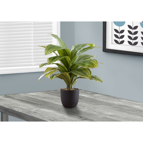 Monarch Specialties Artificial Plant, 17" Tall, Dracaena, Indoor, Faux, Fake, Table, Greenery, Potted, Real Touch - I 9573
