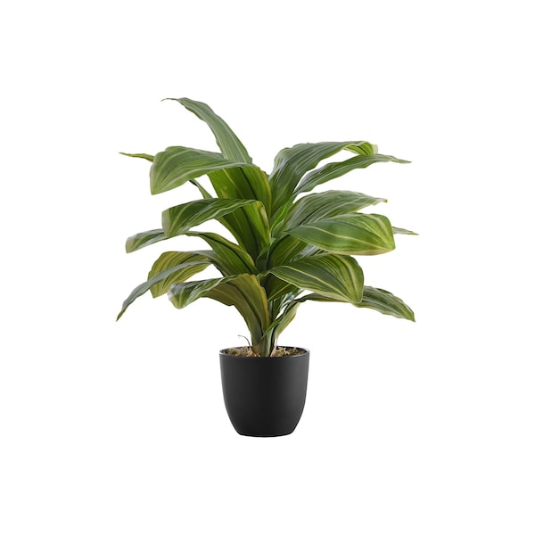 Monarch Specialties Artificial Plant, 17" Tall, Dracaena, Indoor, Faux, Fake, Table, Greenery, Potted, Real Touch - I 9573