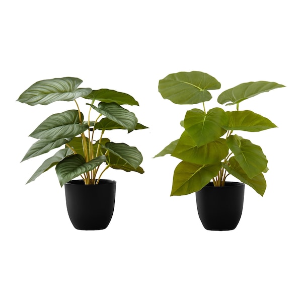 Monarch Specialties Artificial Plant, 13" Tall, Epipremnum, Indoor, Faux, Fake, Table, Greenery, Potted, Set Of 2 - I 9583