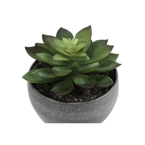 Monarch Specialties Artificial Plant, 6" Tall, Succulent, Indoor, Faux, Fake, Table, Greenery, Potted, Set Of 3 - I 9587