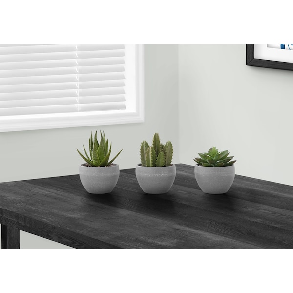 Monarch Specialties Artificial Plant, 6" Tall, Succulent, Indoor, Faux, Fake, Table, Greenery, Potted, Set Of 3 - I 9587