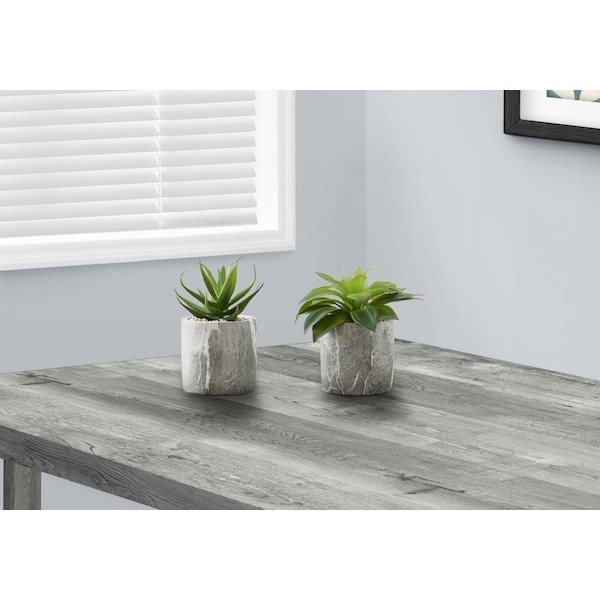 Monarch Specialties Artificial Plant 6" Tall Succulent, Indoor, Faux, Fake, Table, Greenery, Potted Set Of 2, Decorative - I 9586