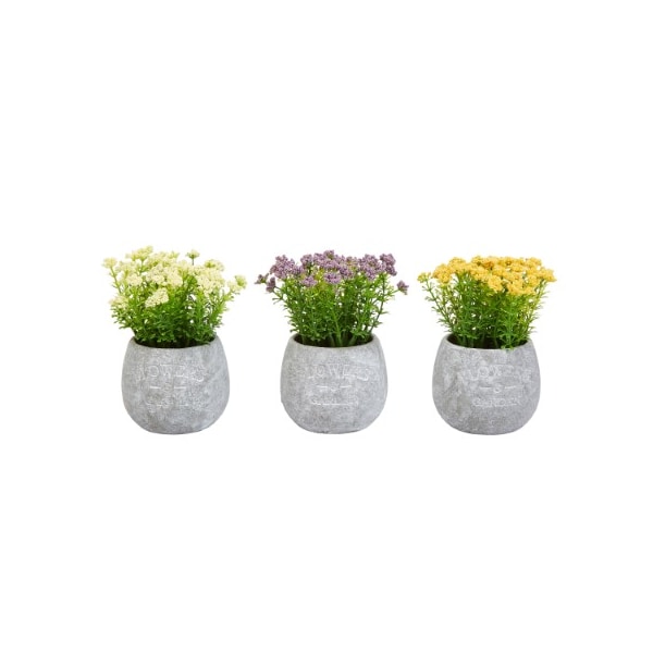 Nature Spring Faux Flowers-3-Piece Assorted Natural Lifelike Floral 6.25" Tall Arrangements, Greenery in Vases - 684043NYT