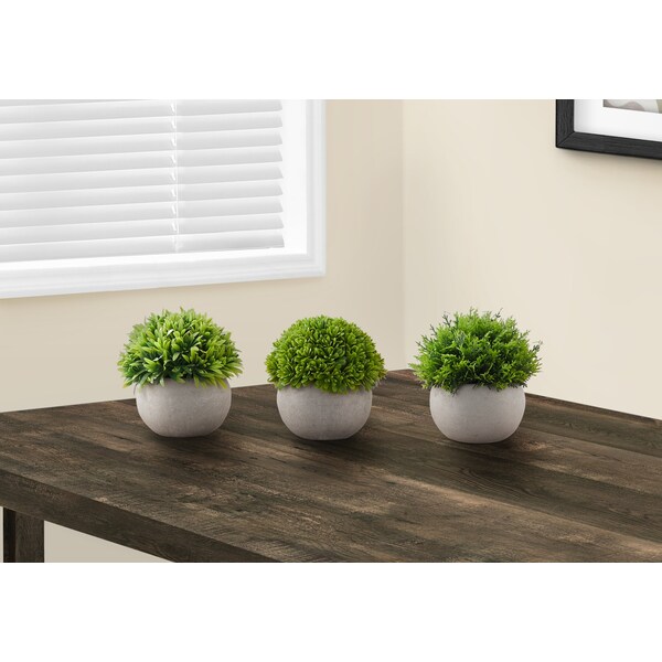 Monarch Specialties Artificial Plant, 5" Tall, Grass, Indoor, Faux, Fake, Table, Greenery, Potted, Set Of 3, Decorative - I 9589