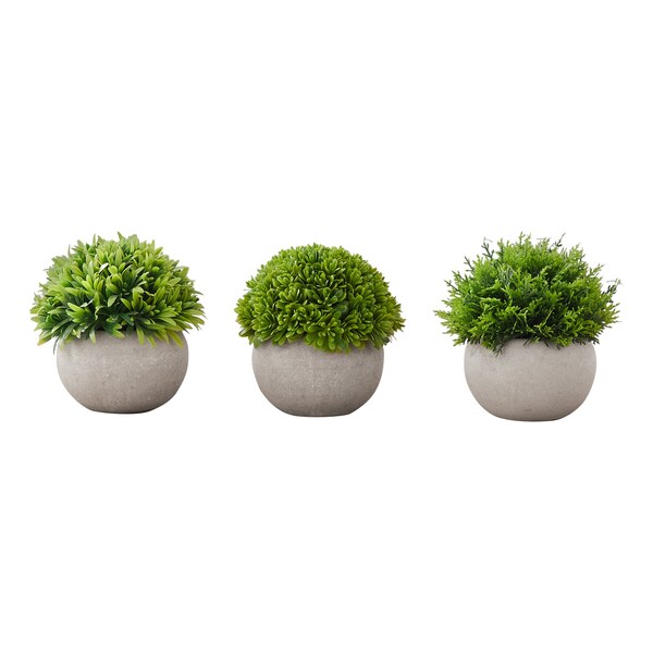 Monarch Specialties Artificial Plant, 5" Tall, Grass, Indoor, Faux, Fake, Table, Greenery, Potted, Set Of 3, Decorative - I 9589