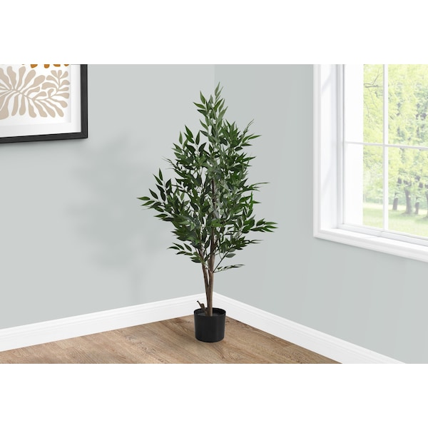 Monarch Specialties Artificial Plant 47" Tall Acacia Tree, Indoor, Faux, Fake, Floor, Greenery, Potted, Silk, Decorative - I 9520