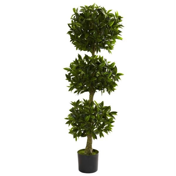 Nearly Natural 5 ft. Triple Bay Leaf Topiary UV Resistant - Indoor-Outdoor - 5381