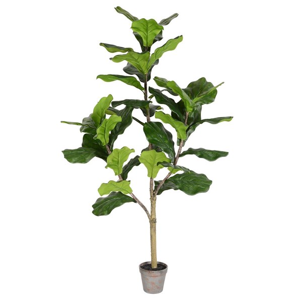 Vickerman 4 ft. Potted Fiddle Tree 39-Leaves - TB180248