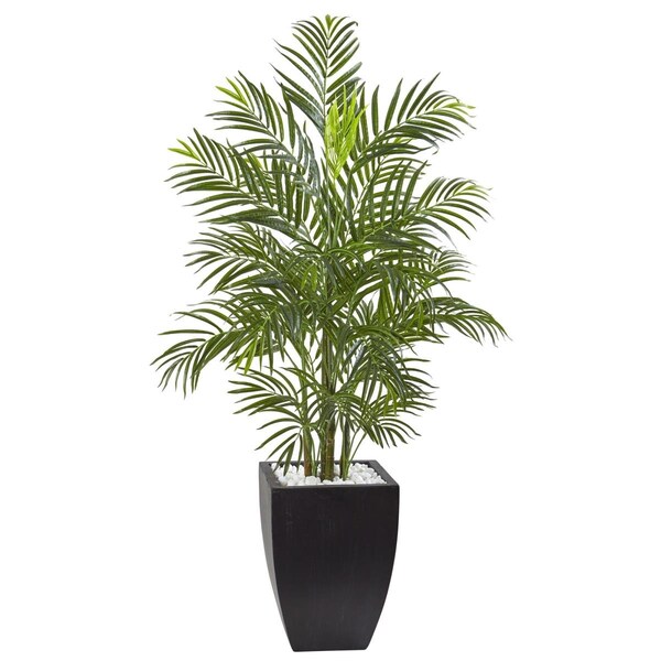 Nearly Natural 4.5 ft. Areca Palm Tree with Black Wash Planter UV Resistant - 5955