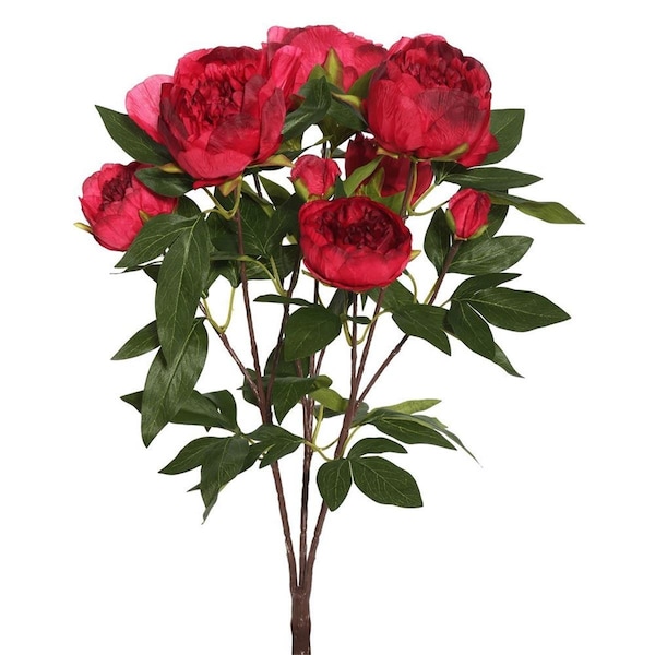 Dare2Decor 23 in. Peony Bush X6 Flowers 3 BudsRed - DA701667