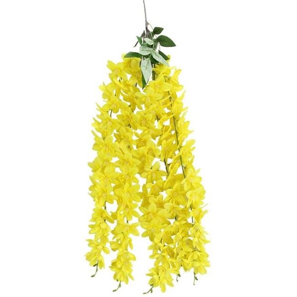 Adlmired By Nature Admired by Nature ABN5B006-YLW Artificial 5 Stem Wisteria Long Hanging Bush Flowers - Yellow - ABN5B006-YLW