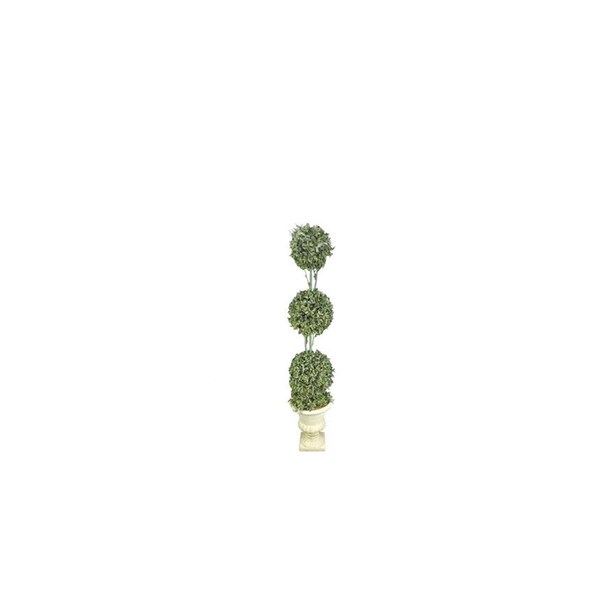 Adlmired By Nature Admired by Nature ABN4X001-FROSGRN 35 in. Faux Boxwood Topiary Artificial Plant Tree Tabletop with Triple Balls in Pot; Frosted Green - ABN4X001-FROSGRN