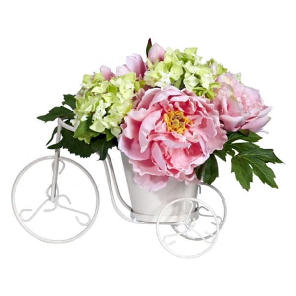 Nearly Natural Peony and Hydrangea Tricycle Silk Flower Arrangement - 4807