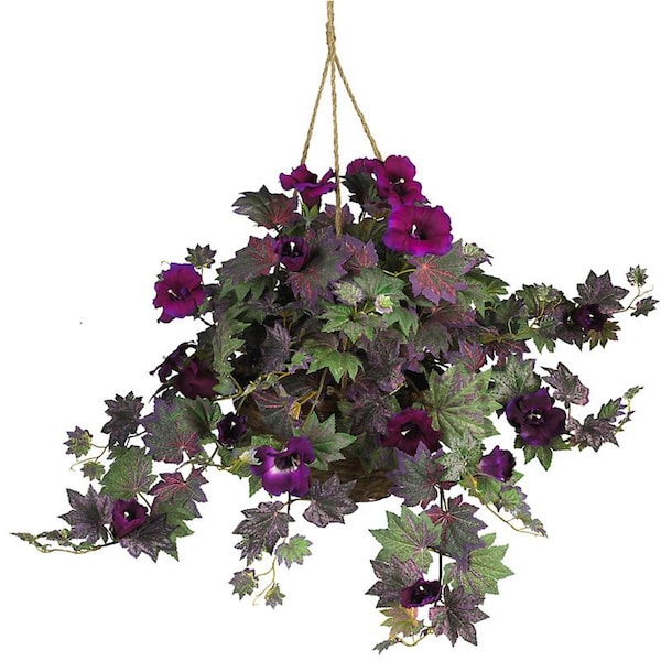 Dare2Decor Morning Glory Silk Hanging Basket- Purple - DA103030