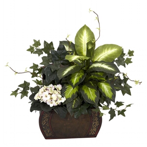 Dare2Decor African Violet  Dieffenbachia and Ivy with Chest Silk Plant - DA410748