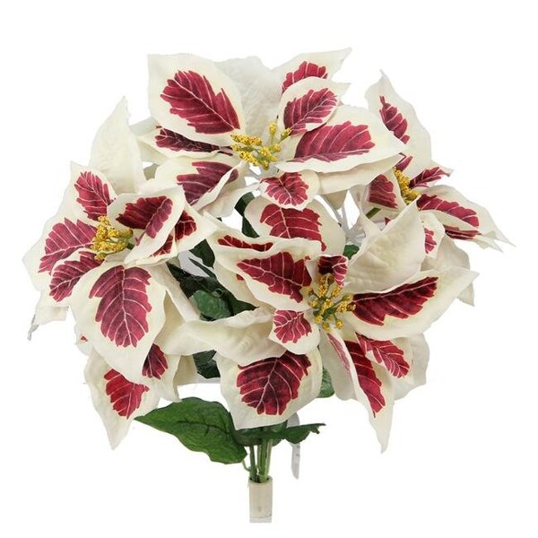 Adlmired By Nature Admired by Nature GPB6858-PEPPERMINT 5 Stems Artificial Poinsettia Christmas Bush; Peppermint - GPB6858-PEPPERMINT