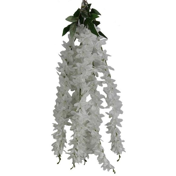 Adlmired By Nature Admired by Nature ABN5B006-WHT Artificial 5 Stem Wisteria Long Hanging Bush Flowers - White - ABN5B006-WHT