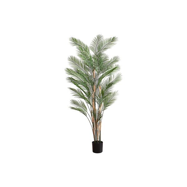 Monarch Specialties Artificial Plant, 83'' Tall, Palm Tree, Decorative, Indoor, Green Leaves, Black Pot - I 9590