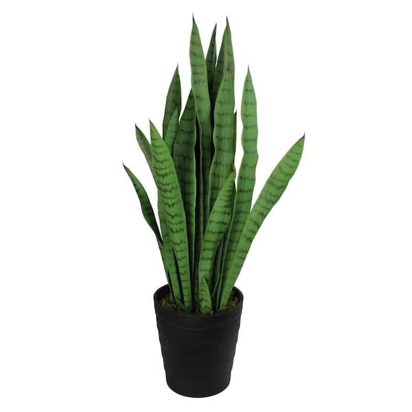 Lovelyhome 35 in. Two Tone Artificial Indoor Potted Snake Plant, Green - LO1774203