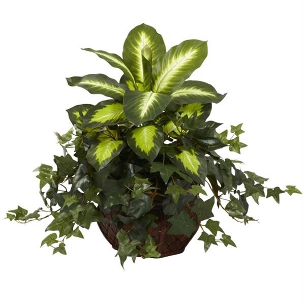 Nearly Natural Dieffenbachia and Ivy with Decorative Planter - 6732