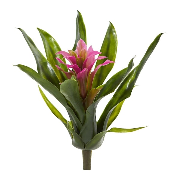 Nearly Natural 10 in. Bromeliad Artificial Flower, Purple - Set of 6, 6PK - 2237-S6-PP