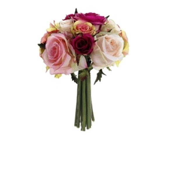 Allstate FBQ749-FU-PK 9 in. Confetti Rose Bouquet Fuchsia-Pink- Pack of 6 - FBQ749-FU/PK