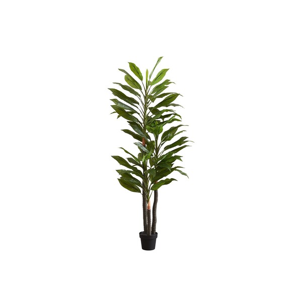 Monarch Specialties Artificial Plant, 83'' Tall, Indoor, Dracaena Tree, Decorative, Fake, Green Leaves, Black Pot - I 9595