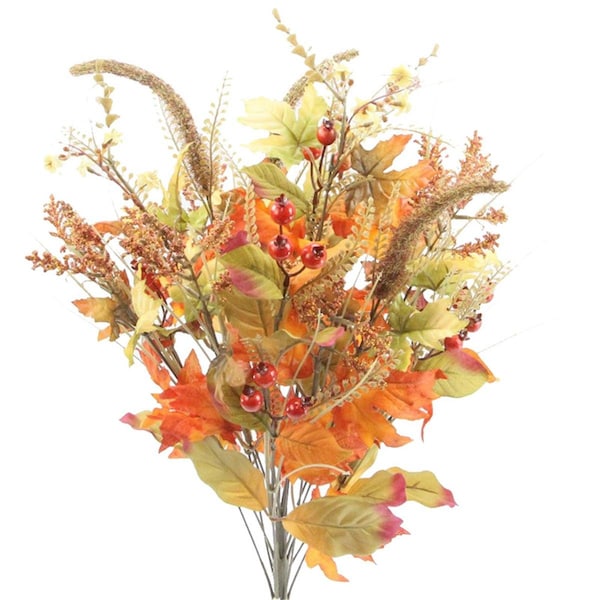 Adlmired By Nature Admired by Nature ABN3B004-ORGN-MIX 25 in. Artificial Autumn Flowers; Orange & Green Mix - Fall Festive Harvest for Pumpkins; Pinecone; Maple Leaves & Berries Display - ABN3B004-ORGN-MIX