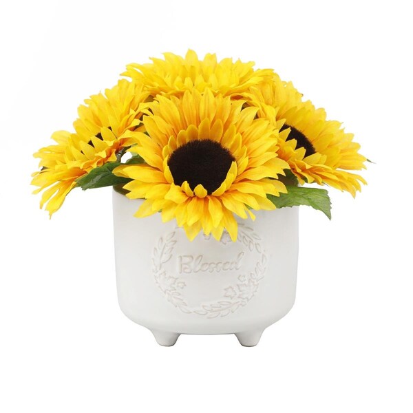 Flora Bunda 9.5 in.H MD Blessed  Sunflowers Ceramic 4.75X4.75X4.25 - FA5591E-IVORY