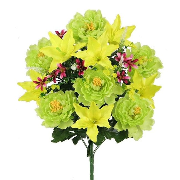 Adlmired By Nature Admired by Nature ABN1B009-KW-YW-MIX Spring Artificial Flowers & Mixed Bush Stems for Home; Wedding; Restaurant & Office Decoration Arrangement - Kiwi & Yellow Mix - ABN1B009-KW-YW_MIX