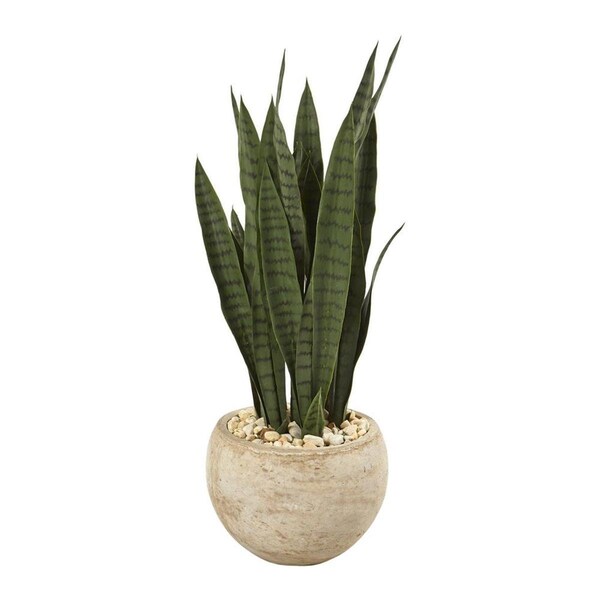 Dare2Decor 32 in. Sansevieria Artificial Plant in Sand Colored Planter - DA3075253