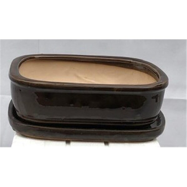 Paisaje 10.5 x 8.25 x 3.5 in. Ceramic Bonsai Pot, Bronze - Rectangle - PA2529688
