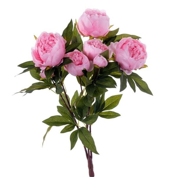 Vickerman 23 in. Peony Artificial Bush with 6 Flowers & 3 Buds, Brush Pink - FD182379