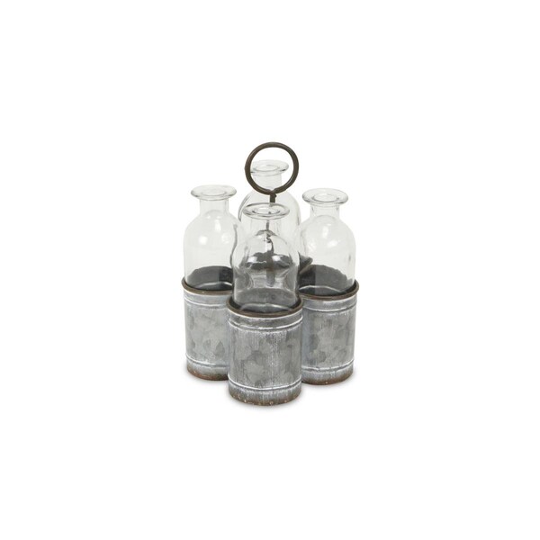 Cheungs 4 Slot Galvanized Metal Jar Holder - 5567L