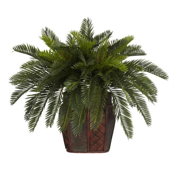 Nearly Natural Silk Double Cycas with Vase Silk Plant - 6658