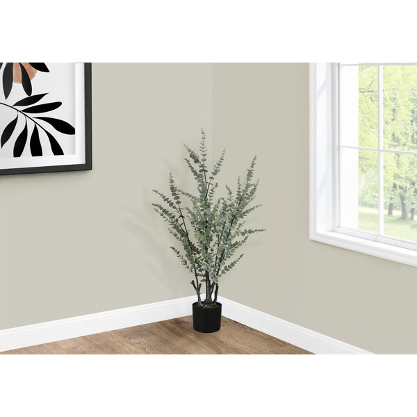 Monarch Specialties Artificial Plant, 44" Tall, Eucalyptus Tree, Indoor, Faux, Fake, Floor, Greenery, Potted, Real Touch - I 9561