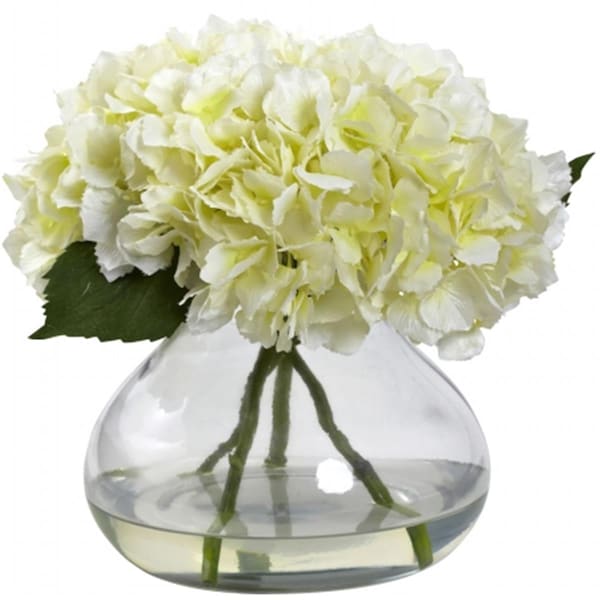 Nearly Natural Large Blooming Hydrangea With Vase - Cream - 1357-CR
