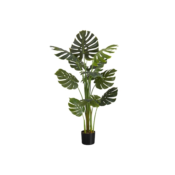 Monarch Specialties Artificial Plant, 55" Tall, Monstera Tree, Indoor, Faux, Fake, Floor, Greenery, Potted, Real Touch - I 9548