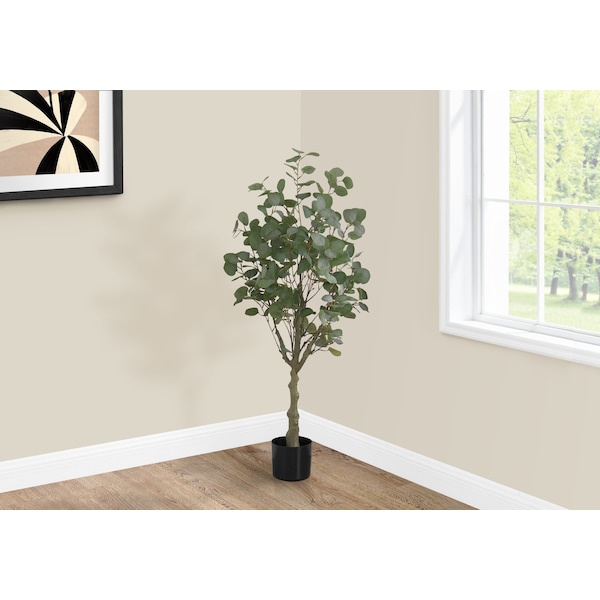 Monarch Specialties Artificial Plant, 46" Tall, Eucalyptus Tree, Indoor, Faux, Fake, Floor, Greenery, Potted - I 9518