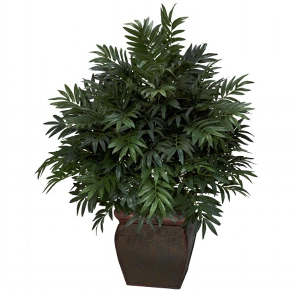 Nearly Natural Triple Bamboo Palm with Decorative Planter Silk Plant - 6719