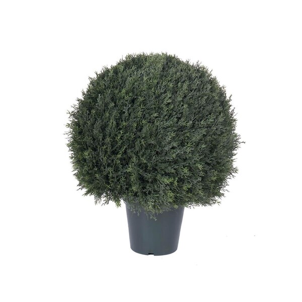 Vickerman 24 in. UV Artificial Green Pond Cypress Ball in Pot - T160024