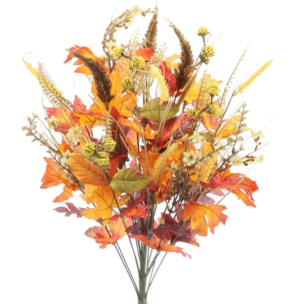 Adlmired By Nature Admired by Nature ABN3B003-GDOR-MIX 25 in. Artificial Autumn Flowers; Gold & Orange Mix - Fall Festive Harvest for Pumpkins; Pinecone; Maple Leaves & Berries Display - ABN3B003-GDOR-MIX